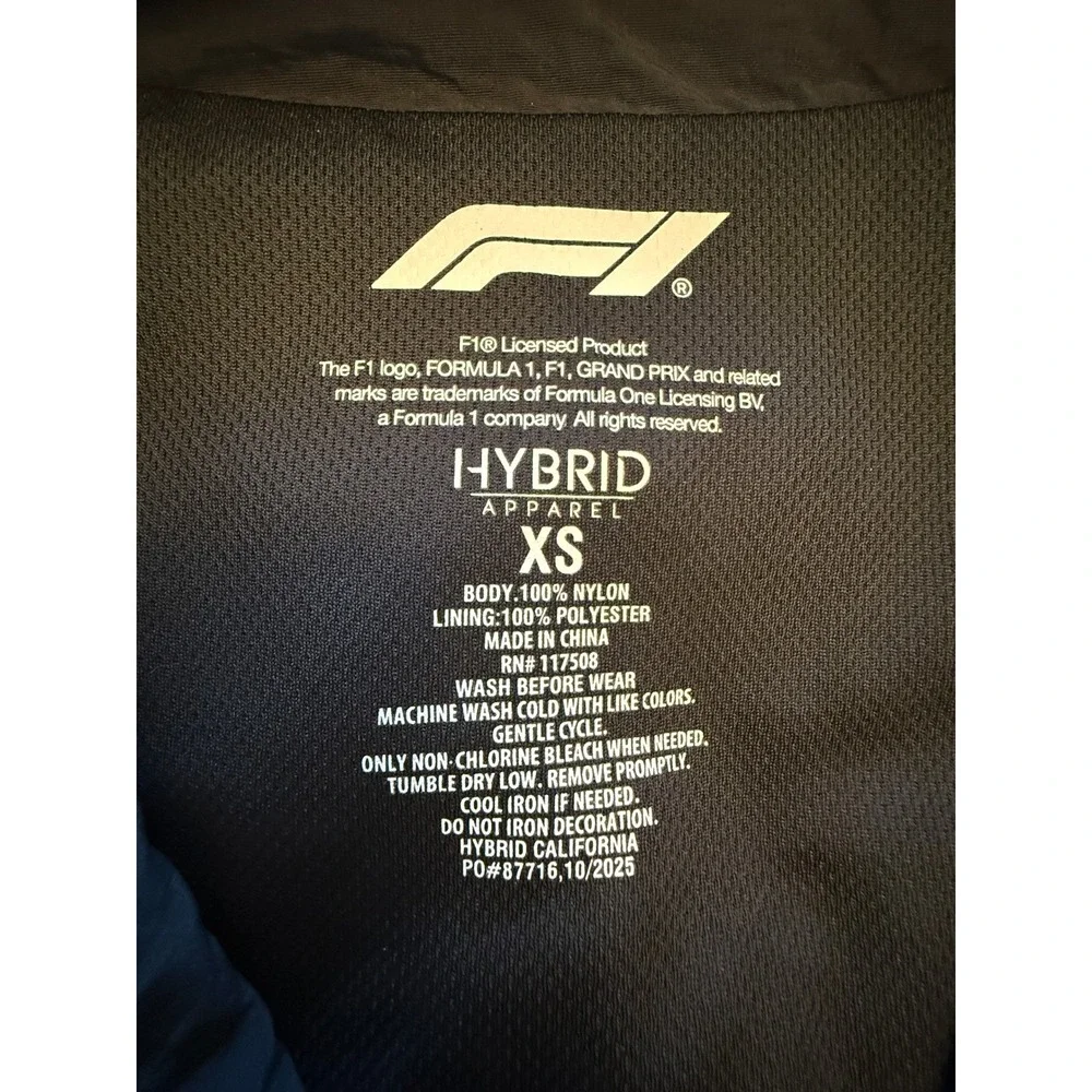 Formula‎ 1 Racing Windbreaker Jacket Kids XS Black Red Good Hybrid Apparel F1